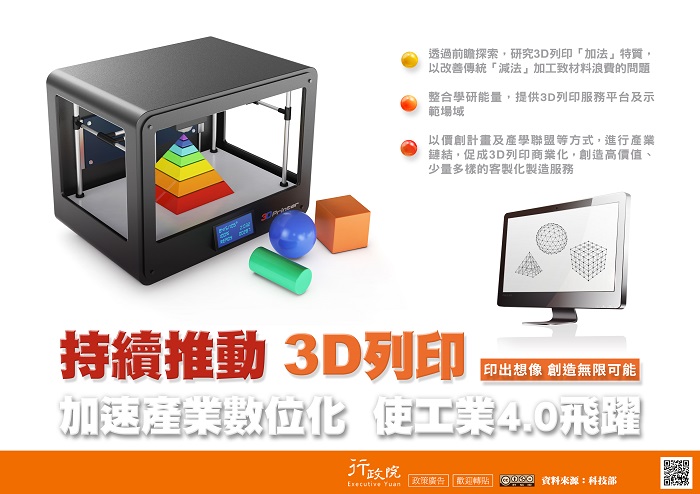 轉知行政院有關持續推動3D列印政策文宣