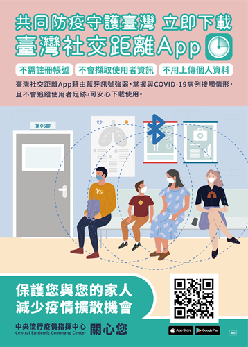 共同防疫守護台灣 立即下載臺灣社交距離App