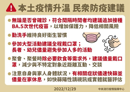 本土疫情升溫，民眾防疫建議