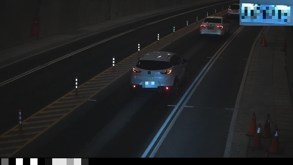 蘇花改隧道車牌辨識系統偵獲車輛畫面