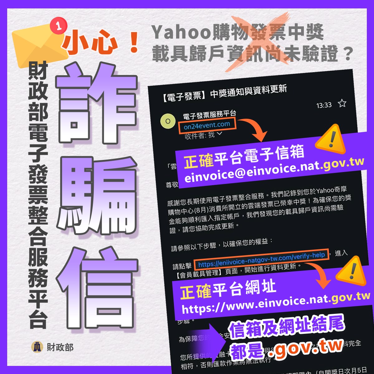 財政部打詐宣導圖卡(Yahoo購物)