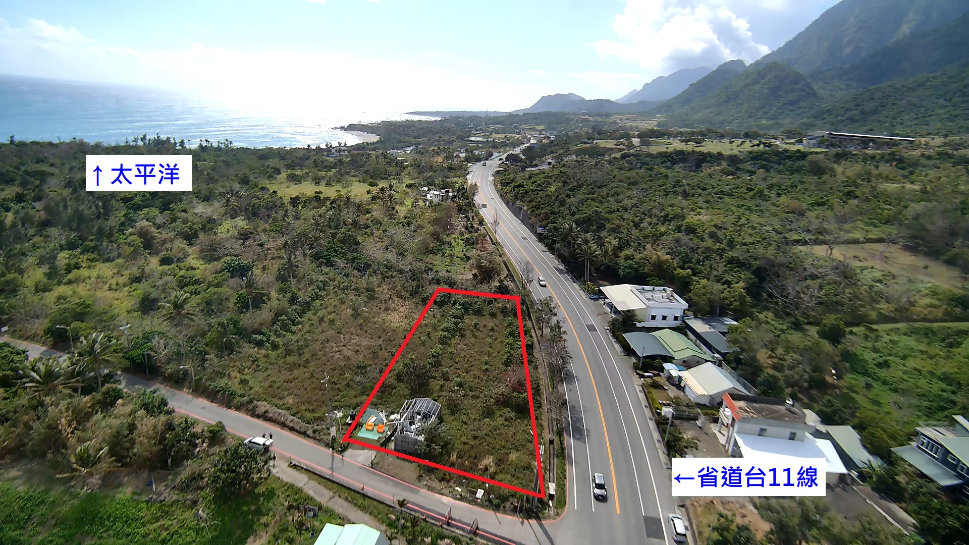 2.臺東縣成功鎮南都歷段556地號空拍畫面(實際界址以鑑界結果為準)